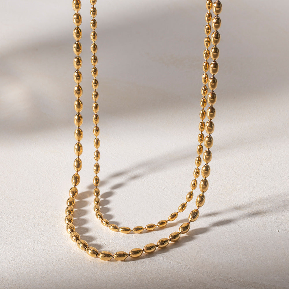 Collana a doppia catena boules - Placcato Oro 18K