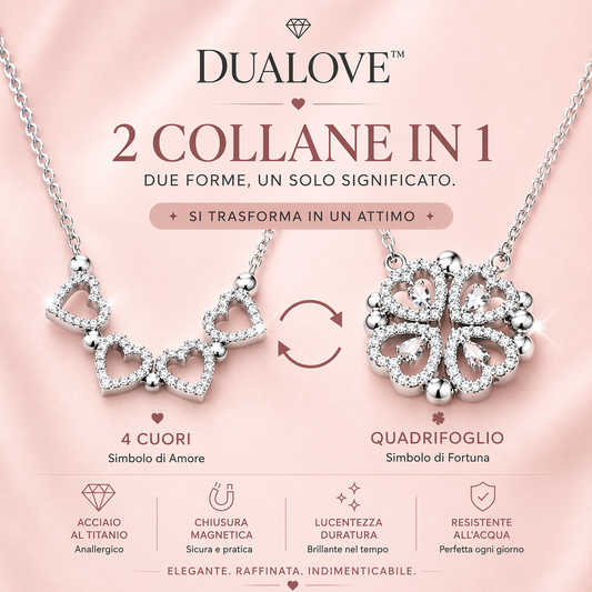 Collana DuaLove™ – 2 Gioielli in 1 | Cuore 💖 o Quadrifoglio 🍀