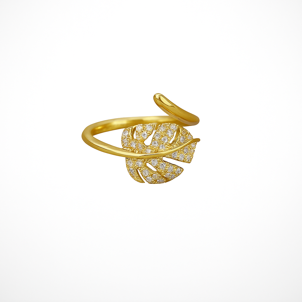 Anello Foglia - Placcato Oro 18K