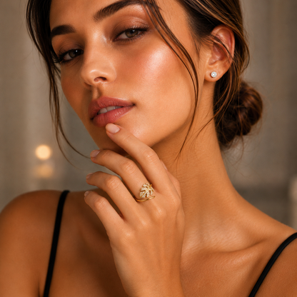 Anello Foglia - Placcato Oro 18K