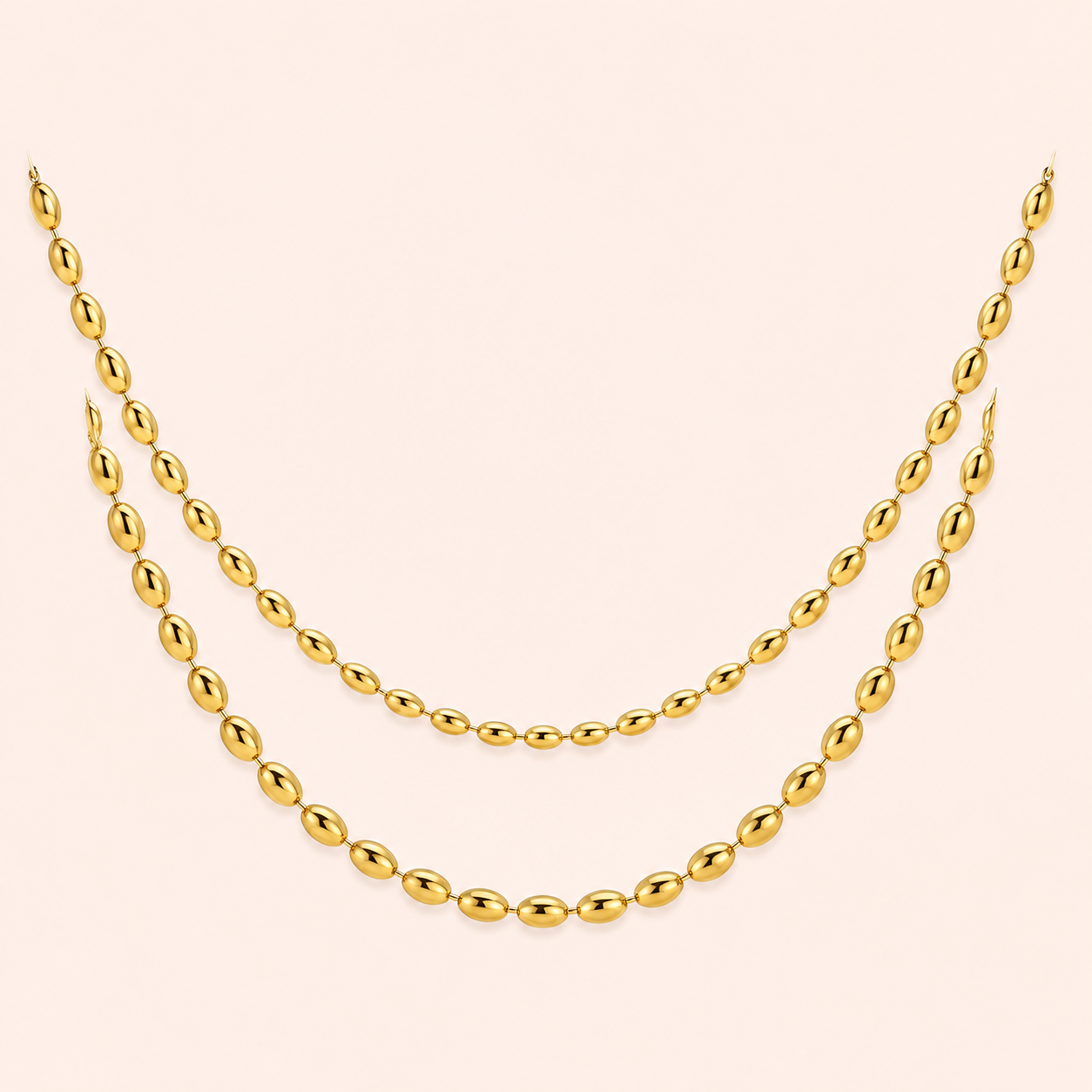 Collana a doppia catena boules - Placcato Oro 18K