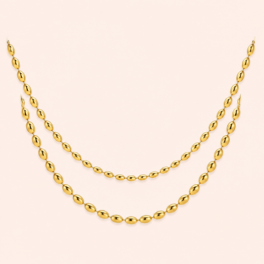 Collana a doppia catena boules - Placcato Oro 18K